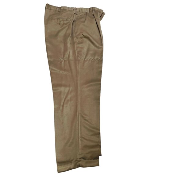 Farah Mens Chino Pants Straight Leg Pleated Front Khaki Size 36W X 32L - Picture 5 of 8